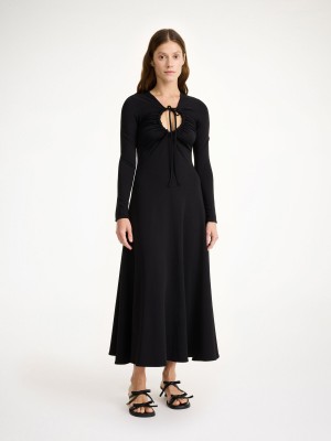 Dzianina By Malene Birger Deija Maxi Dress Czarne | PL_BB88319